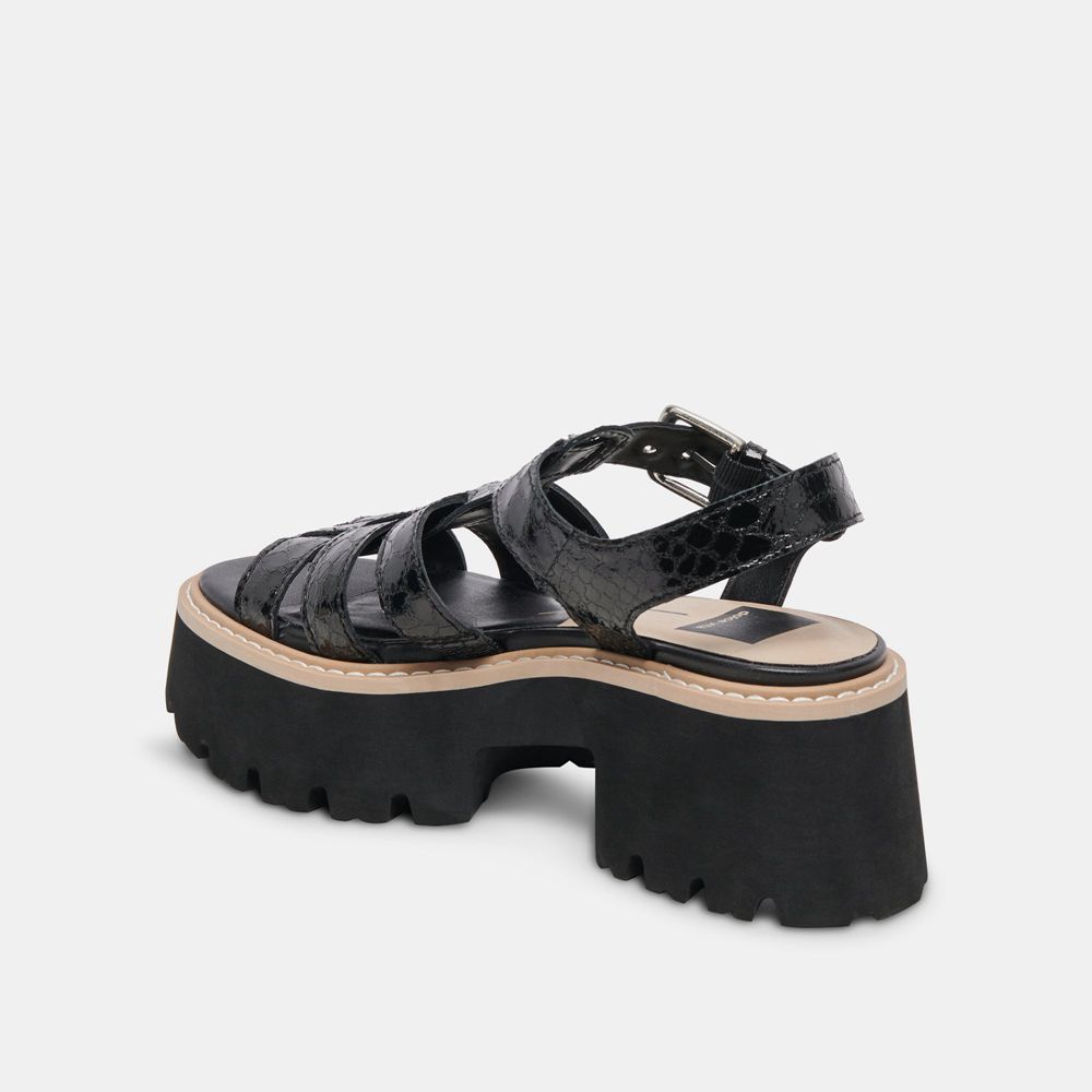 Dolce Vita Latice Leather Women Sandals Black | US-847563BJT