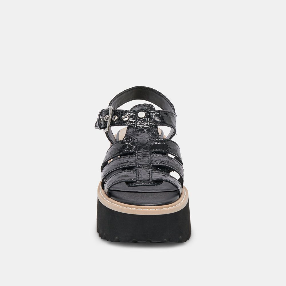 Dolce Vita Latice Leather Women Sandals Black | US-847563BJT