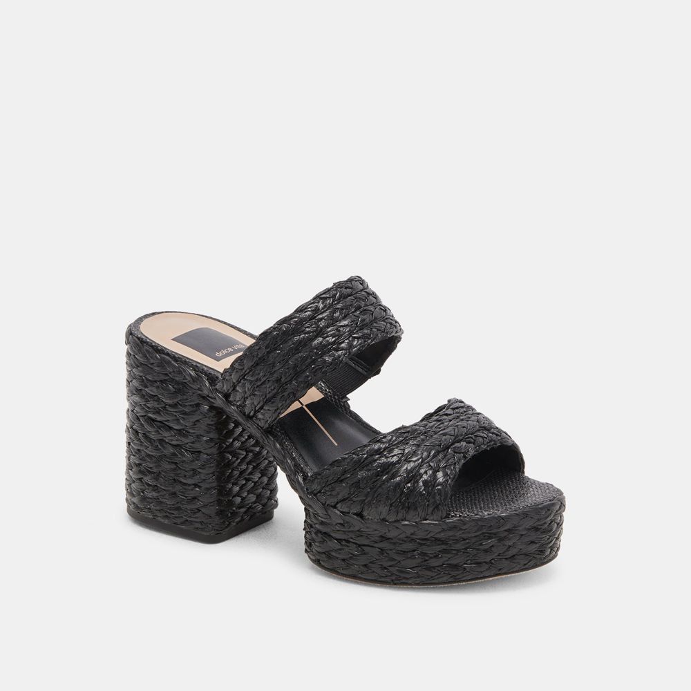 Dolce Vita Latoya Raffia Women Heels Black | US-089245DGW