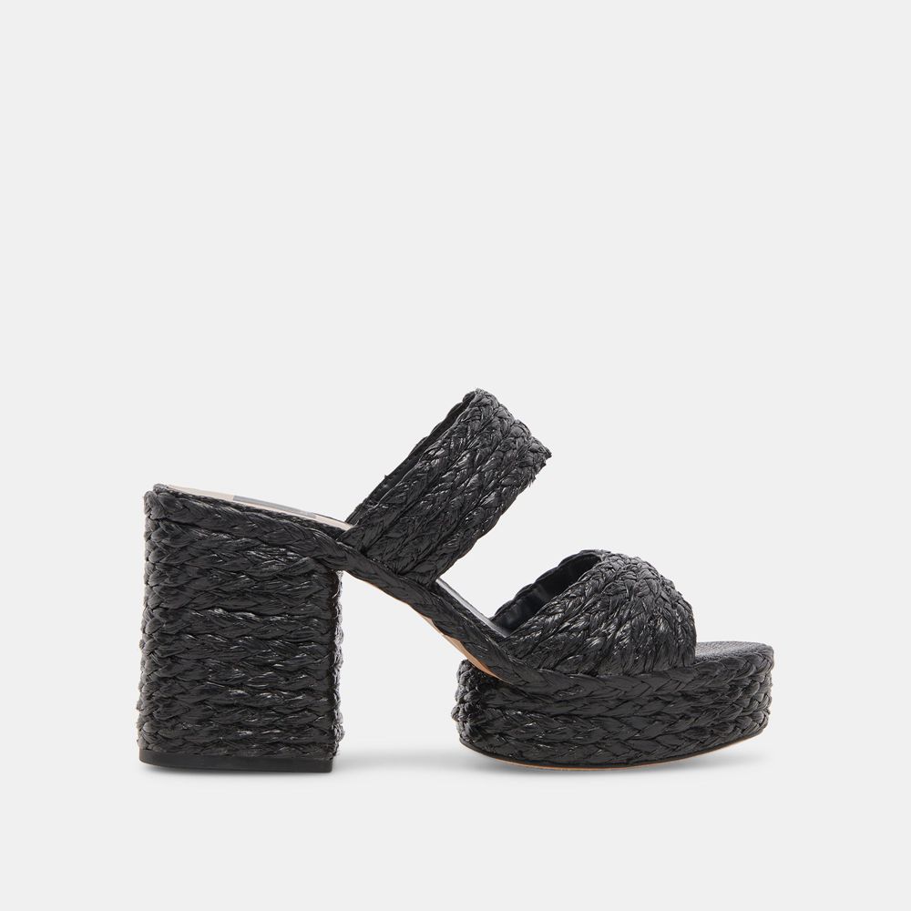 Dolce Vita Latoya Raffia Women Heels Black | US-089245DGW