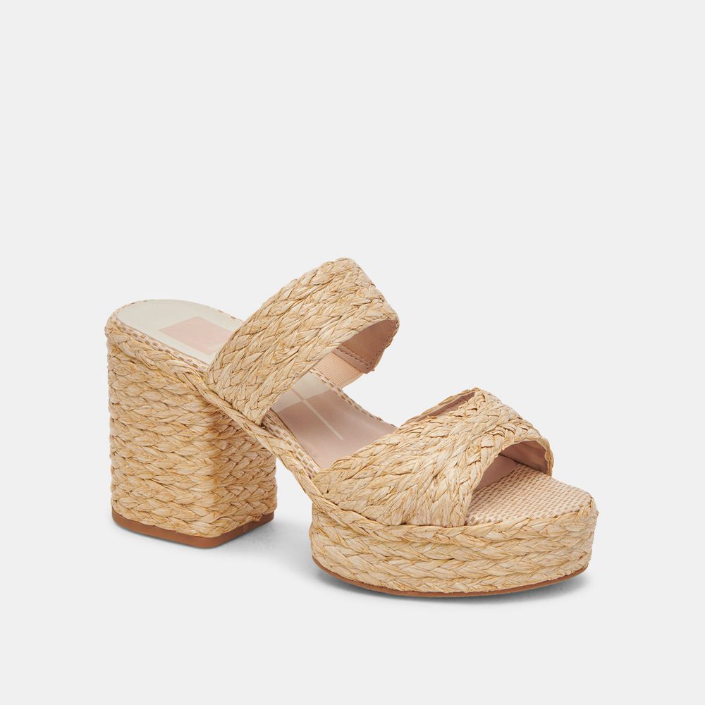 Dolce Vita Latoya Raffia Women Heels Light Brown | US-135067ZJI