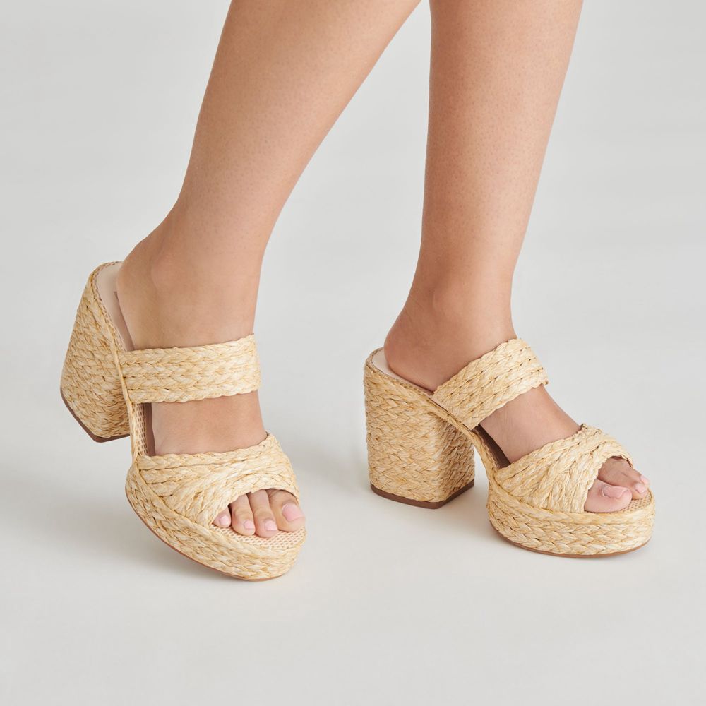 Dolce Vita Latoya Raffia Women Heels Light Brown | US-135067ZJI