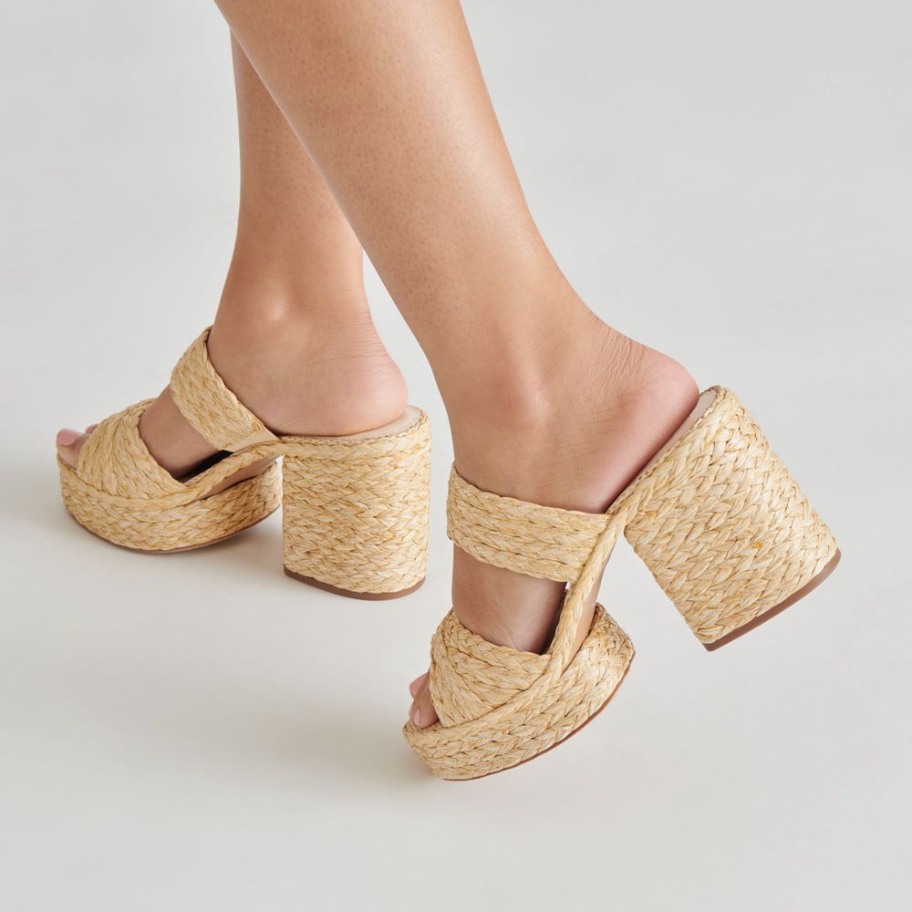 Dolce Vita Latoya Raffia Women Heels Light Brown | US-135067ZJI