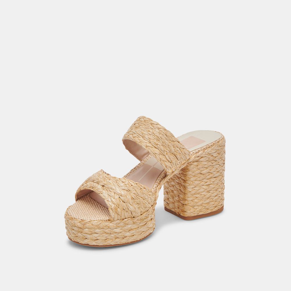 Dolce Vita Latoya Raffia Women Heels Light Brown | US-135067ZJI