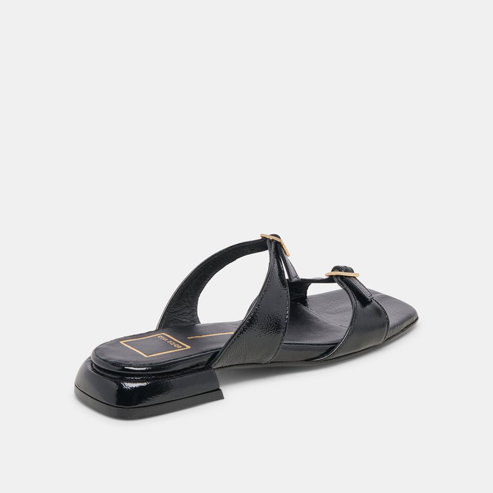 Dolce Vita Lavern Crinkle Patent Women Sandals Black | US-630857PTD