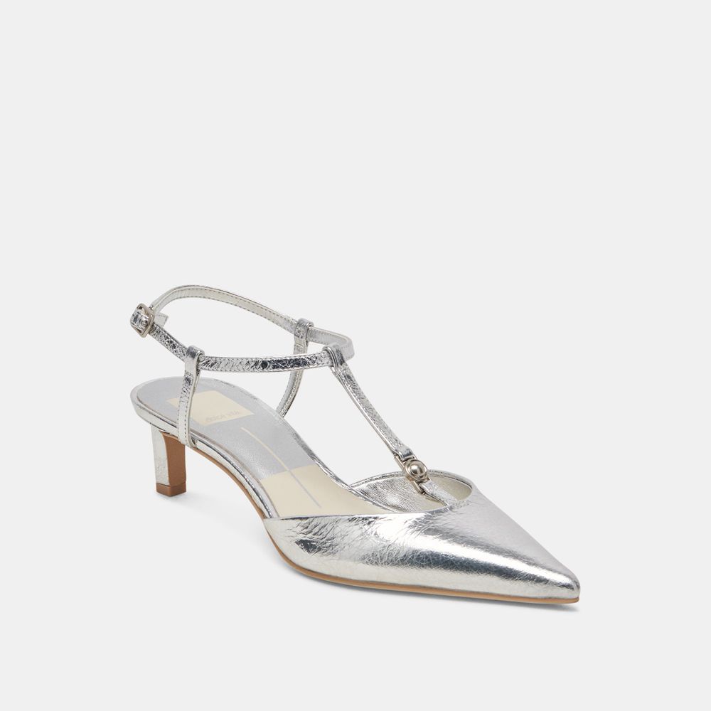 Dolce Vita Lavon Leather Women Heels Silver | US-689324RAU