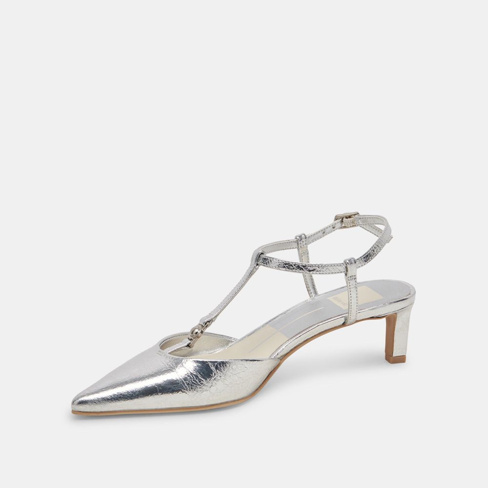 Dolce Vita Lavon Leather Women Heels Silver | US-689324RAU