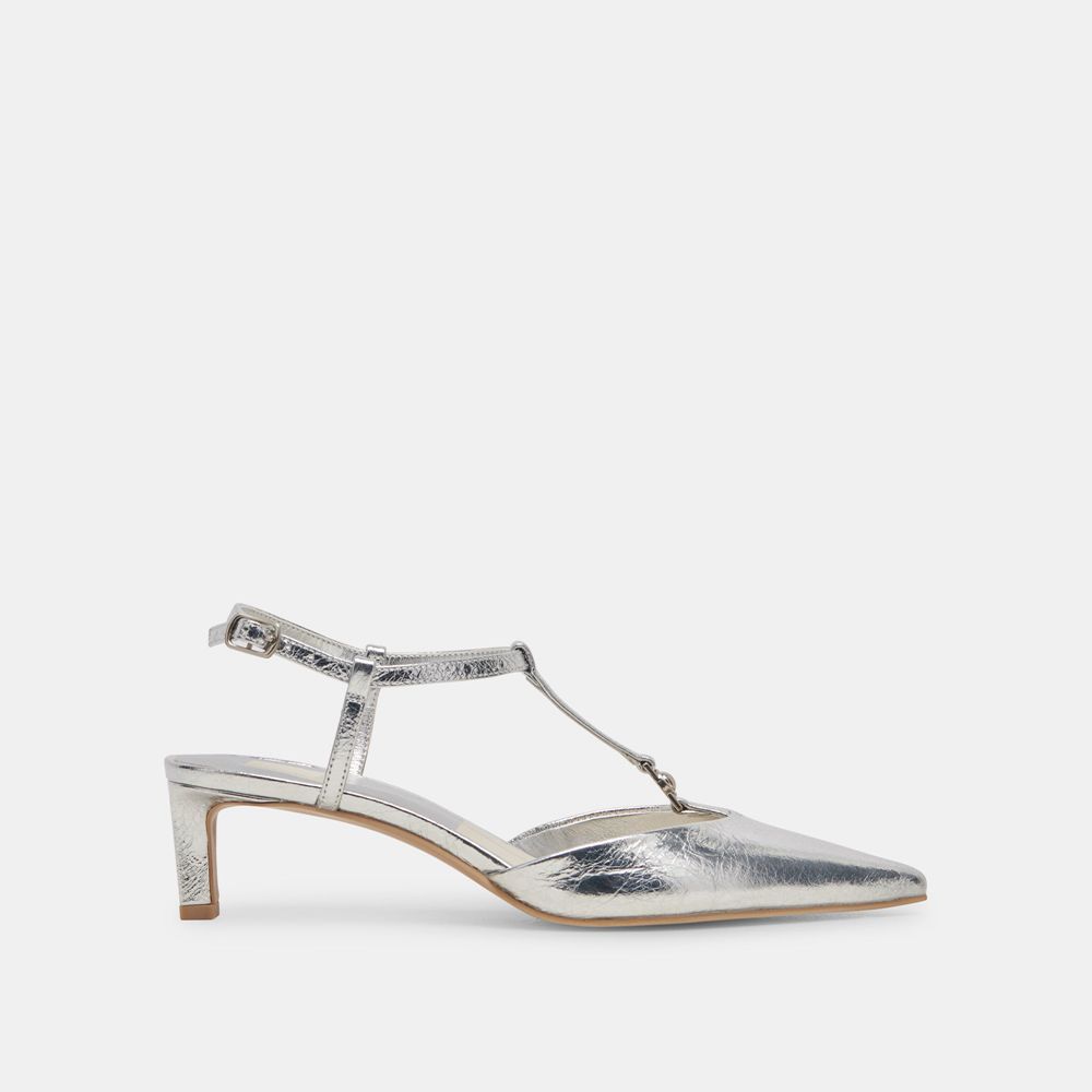 Dolce Vita Lavon Leather Women Heels Silver | US-689324RAU