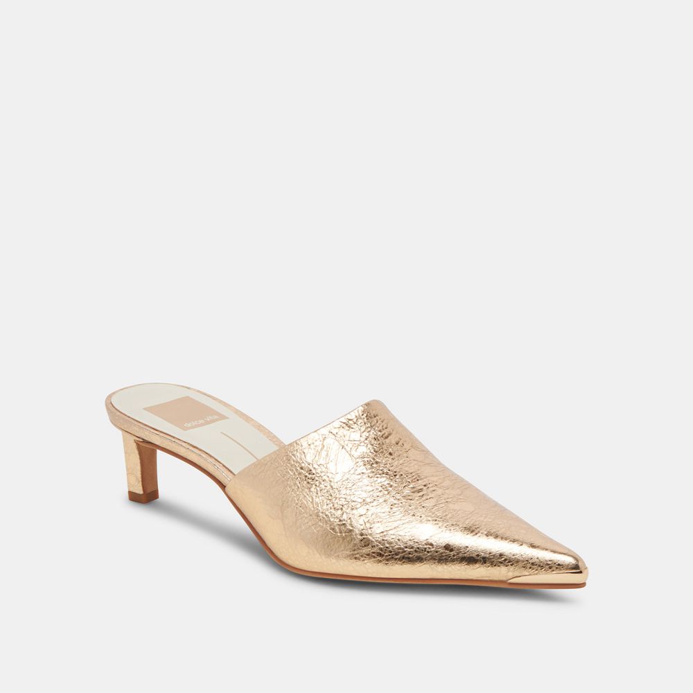 Dolce Vita Lexy Leather Women Heels Gold | US-468572AOS