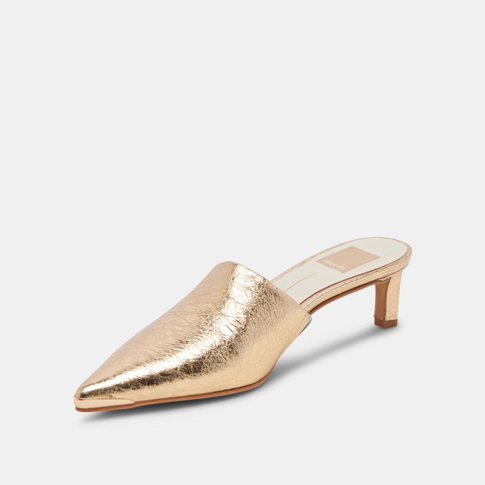 Dolce Vita Lexy Leather Women Heels Gold | US-468572AOS