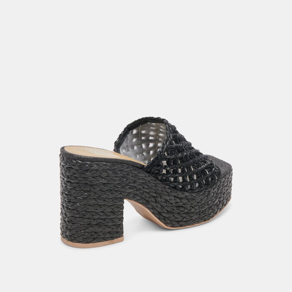 Dolce Vita Lisha Raffia Women Heels Black | US-749612LKW