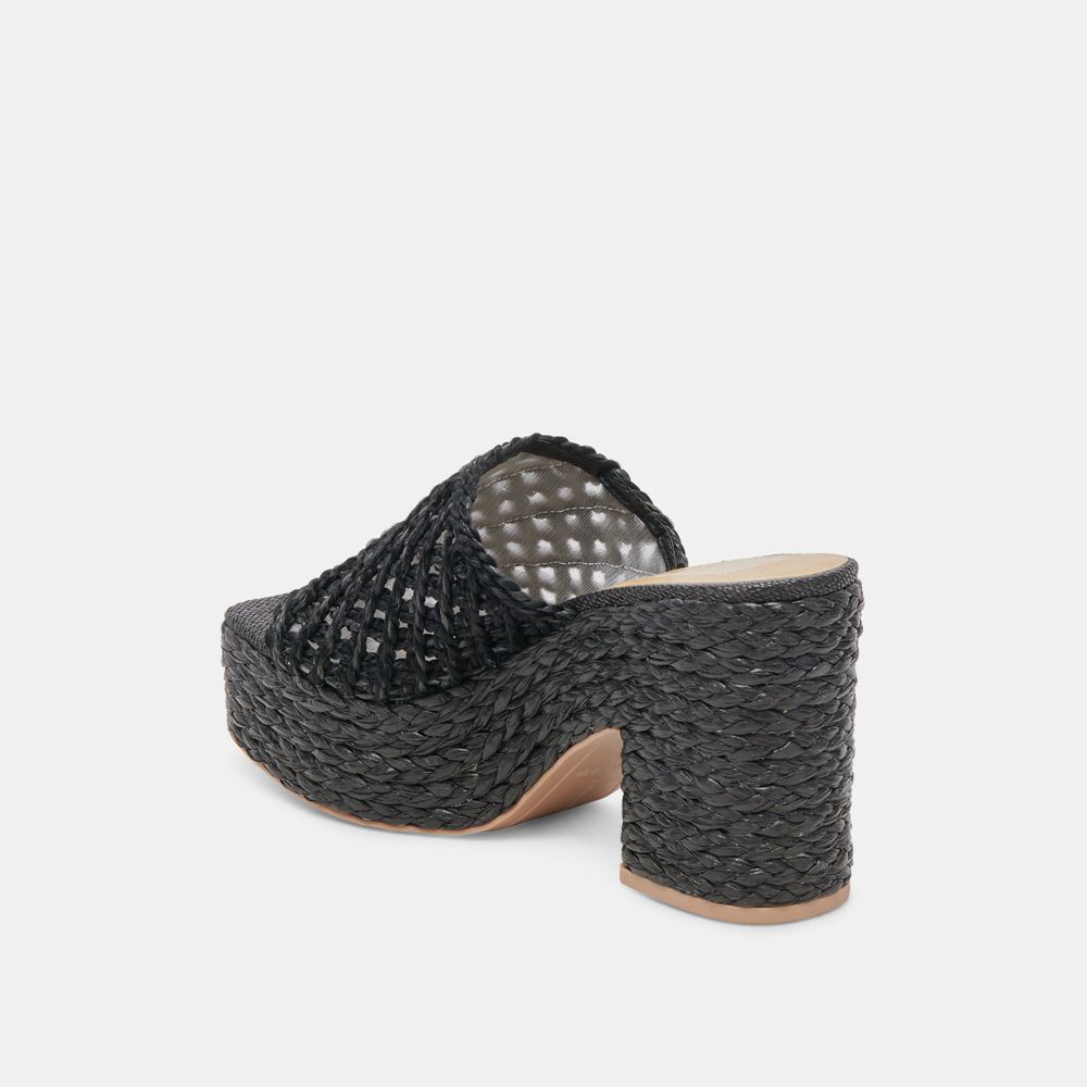 Dolce Vita Lisha Raffia Women Heels Black | US-749612LKW