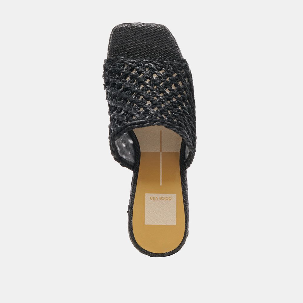 Dolce Vita Lisha Raffia Women Heels Black | US-749612LKW