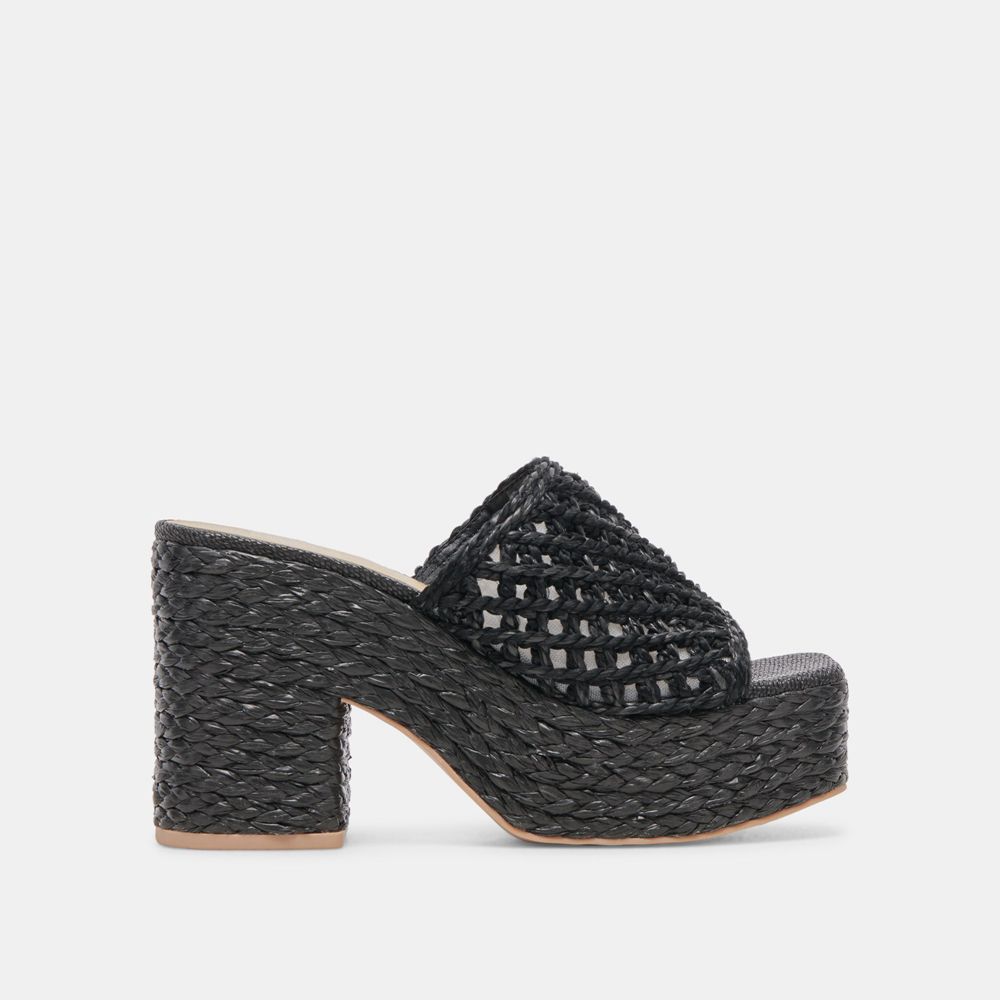 Dolce Vita Lisha Raffia Women Heels Black | US-749612LKW