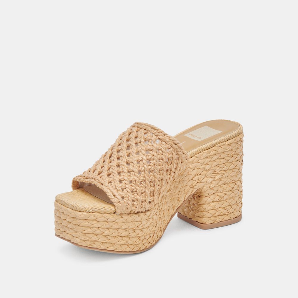 Dolce Vita Lisha Raffia Women Heels Light Brown | US-904351BNJ