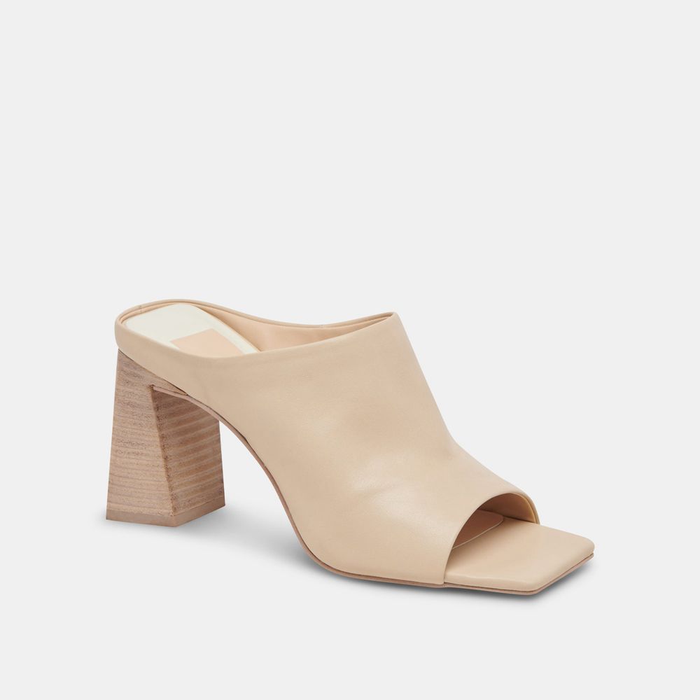 Dolce Vita Lizzo Leather Women Heels Beige | US-658947AIM