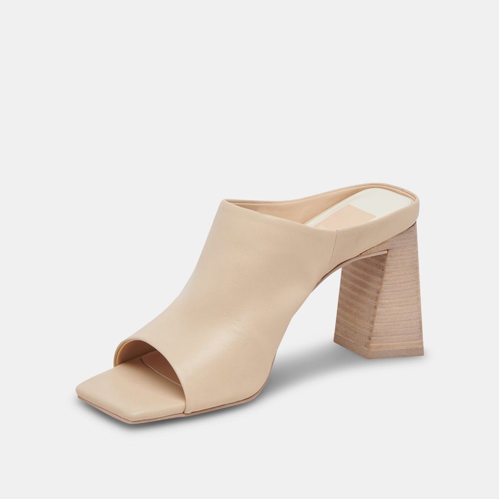 Dolce Vita Lizzo Leather Women Heels Beige | US-658947AIM