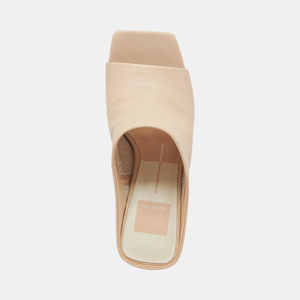 Dolce Vita Lizzo Leather Women Heels Beige | US-658947AIM