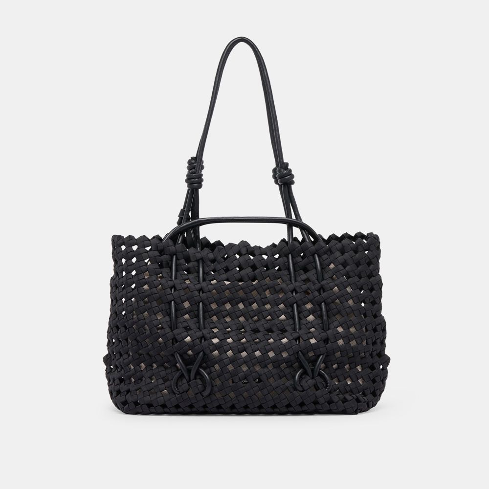 Dolce Vita Logan Woven Women Tote Black | US-054386OVF