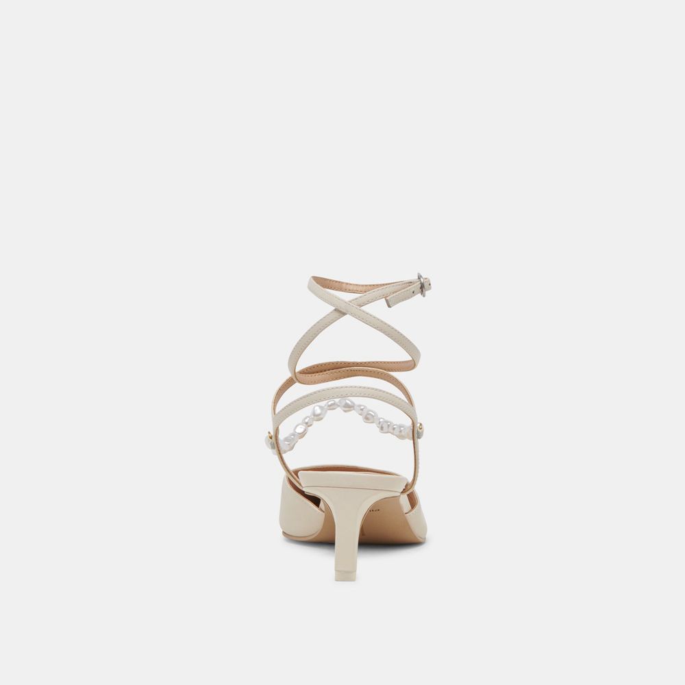 Dolce Vita Loklyn Pearl Leather Women Heels White | US-827459XJO