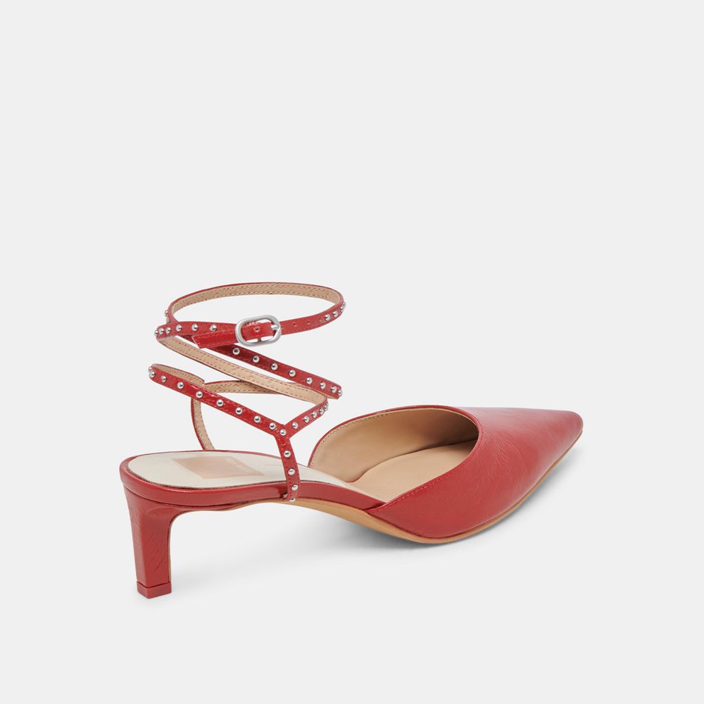 Dolce Vita Loklyn Stud Crinkle Patent Women Heels Red | US-746102QEF