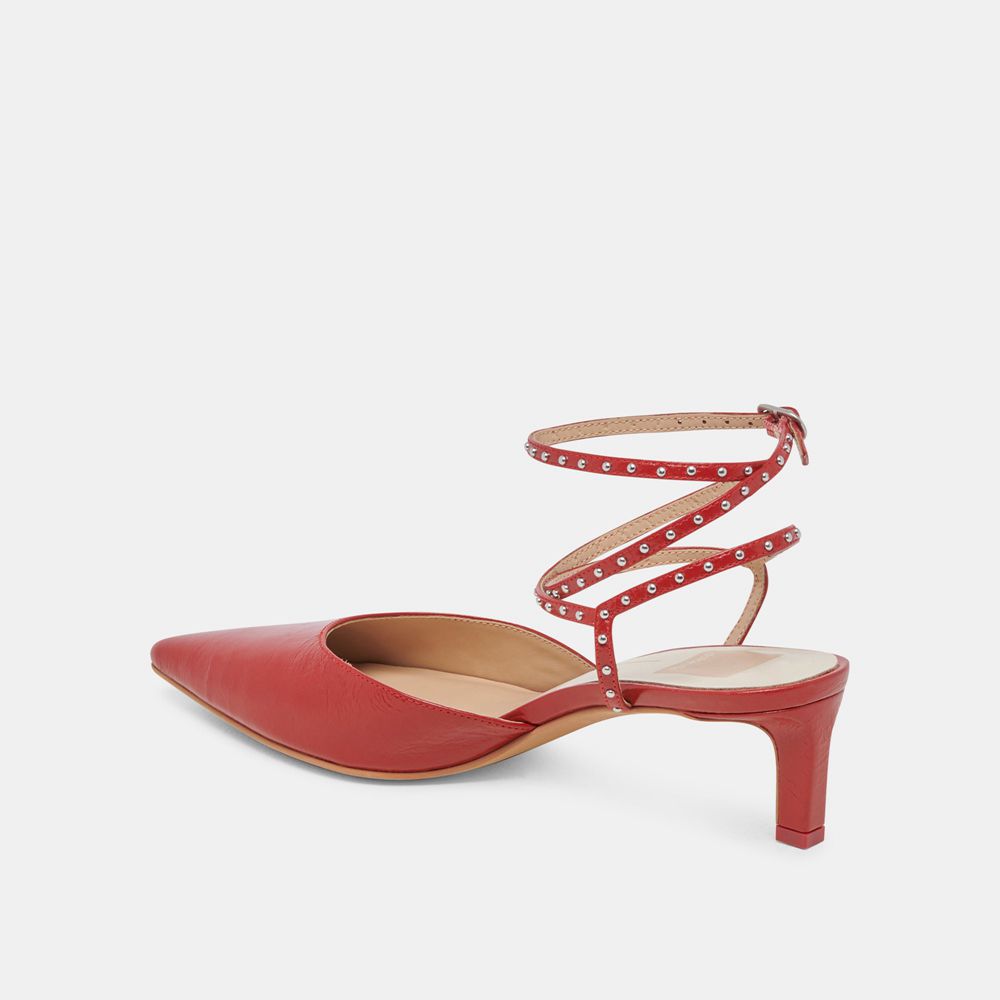 Dolce Vita Loklyn Stud Crinkle Patent Women Heels Red | US-746102QEF