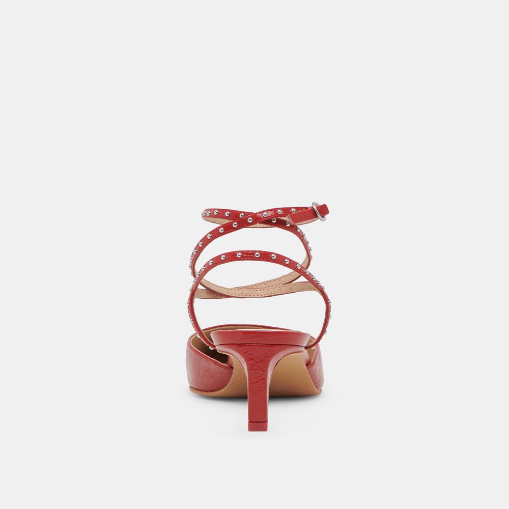 Dolce Vita Loklyn Stud Crinkle Patent Women Heels Red | US-746102QEF