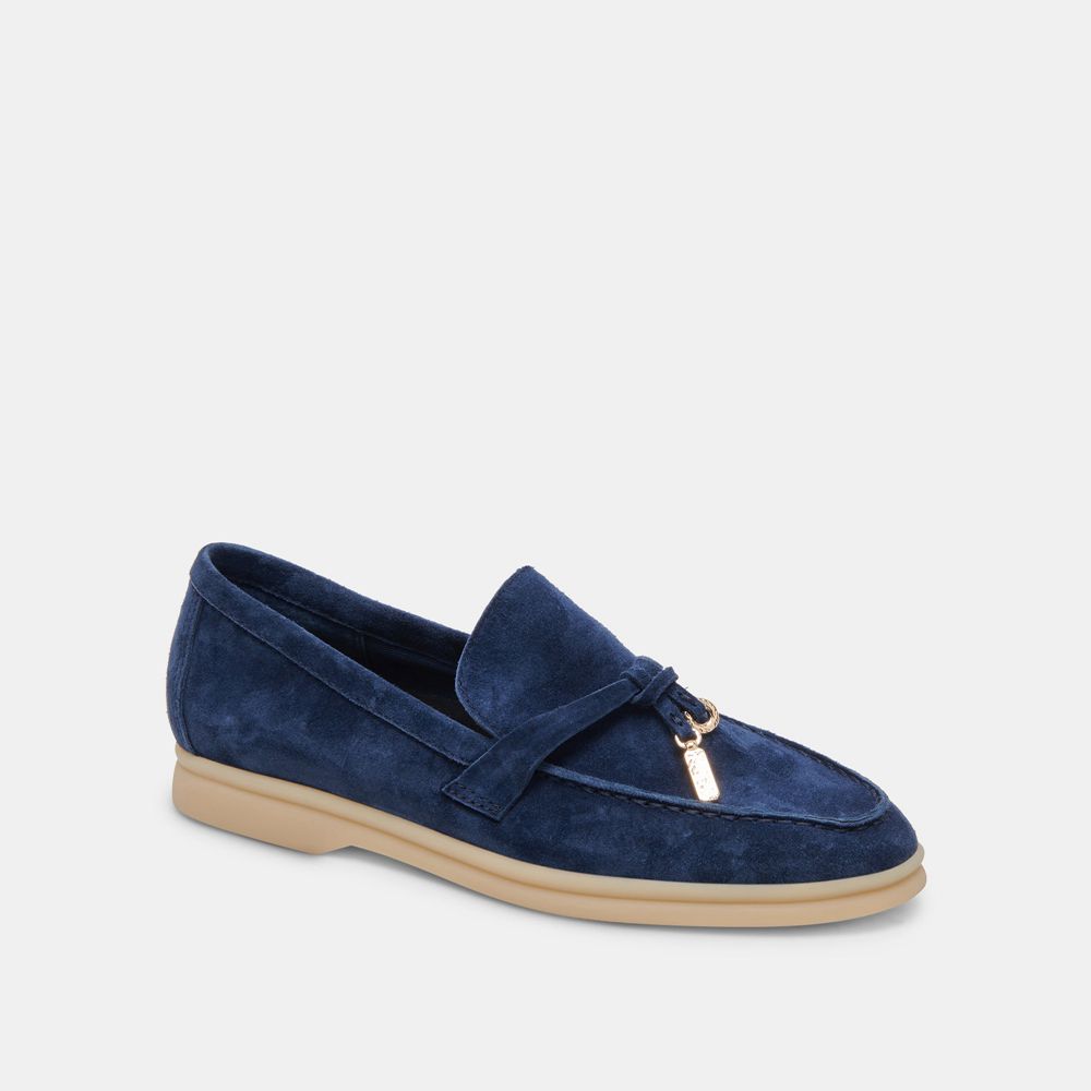 Dolce Vita Lonzo Suede Women Flats Navy | US-713602FKZ