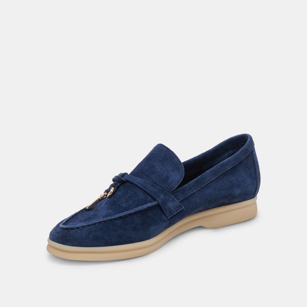 Dolce Vita Lonzo Suede Women Flats Navy | US-713602FKZ