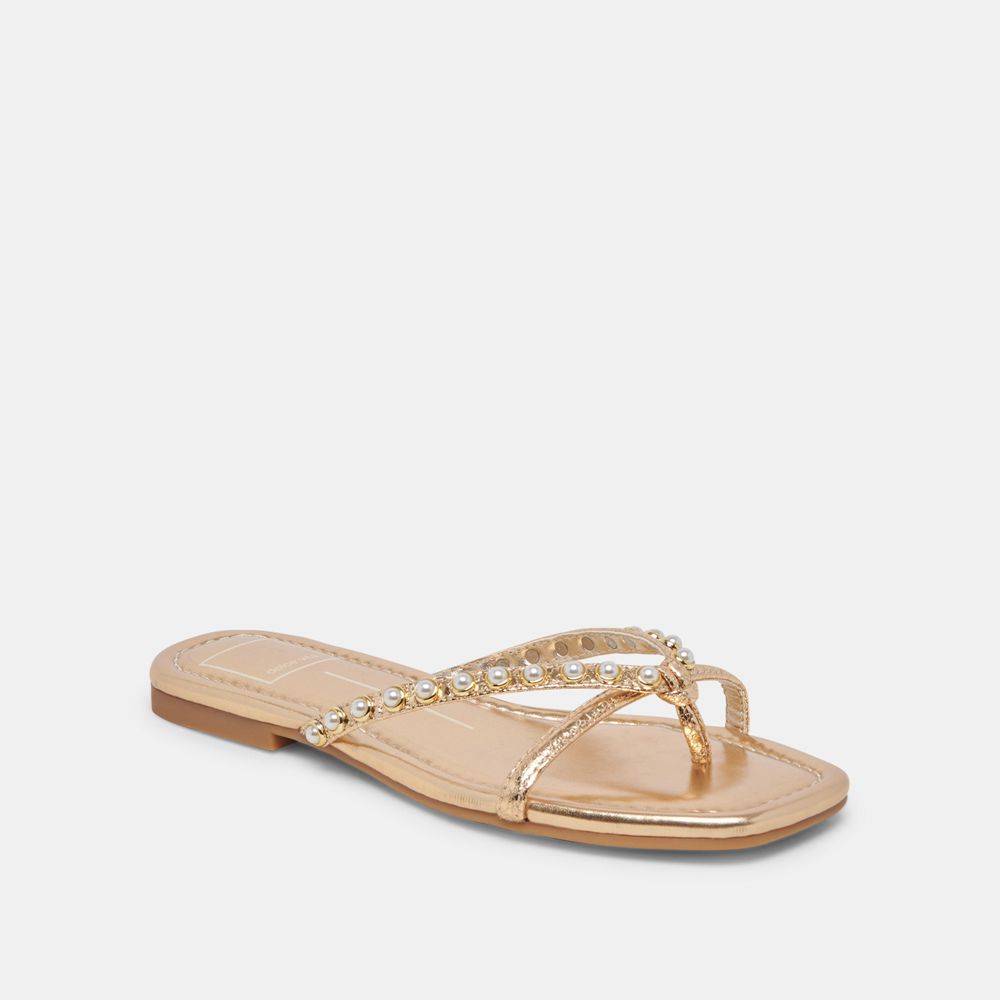 Dolce Vita Lucca Pearl Women Sandals Gold | US-098516JOD