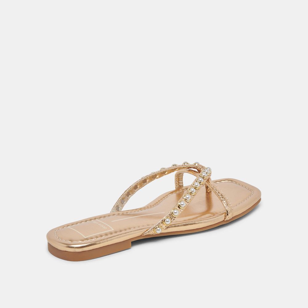 Dolce Vita Lucca Pearl Women Sandals Gold | US-098516JOD