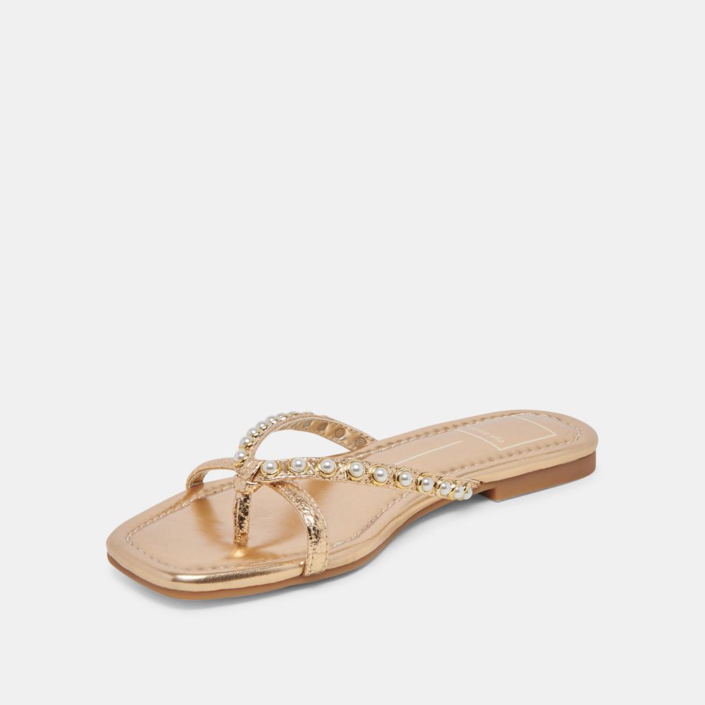 Dolce Vita Lucca Pearl Women Sandals Gold | US-098516JOD