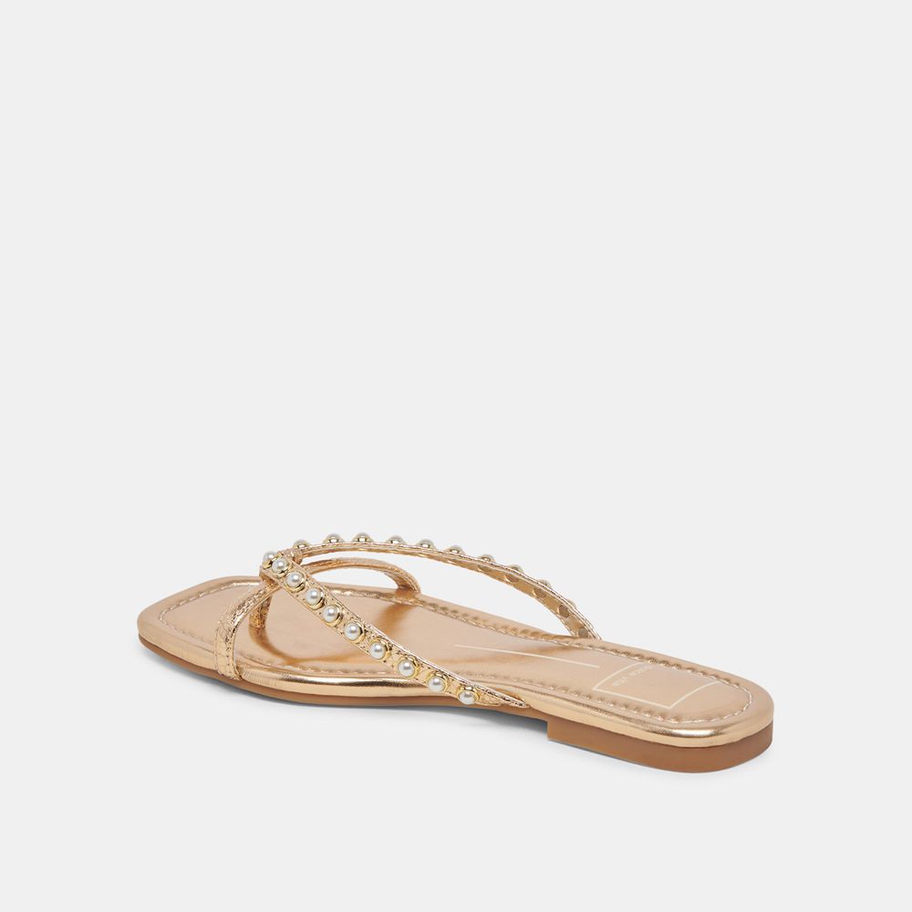 Dolce Vita Lucca Pearl Women Sandals Gold | US-098516JOD