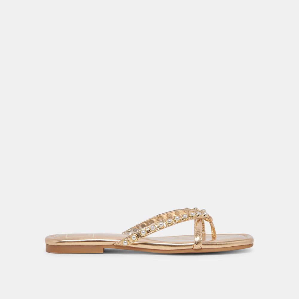 Dolce Vita Lucca Pearl Women Sandals Gold | US-098516JOD