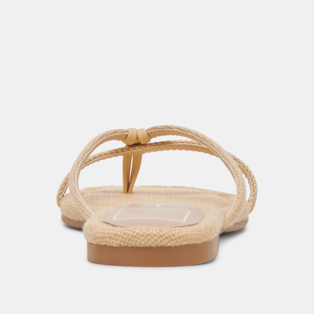 Dolce Vita Lucca Raffia Women Sandals Beige / Brown | US-918376ENY