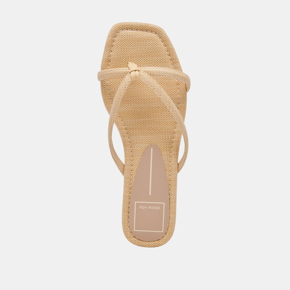 Dolce Vita Lucca Raffia Women Sandals Beige / Brown | US-918376ENY