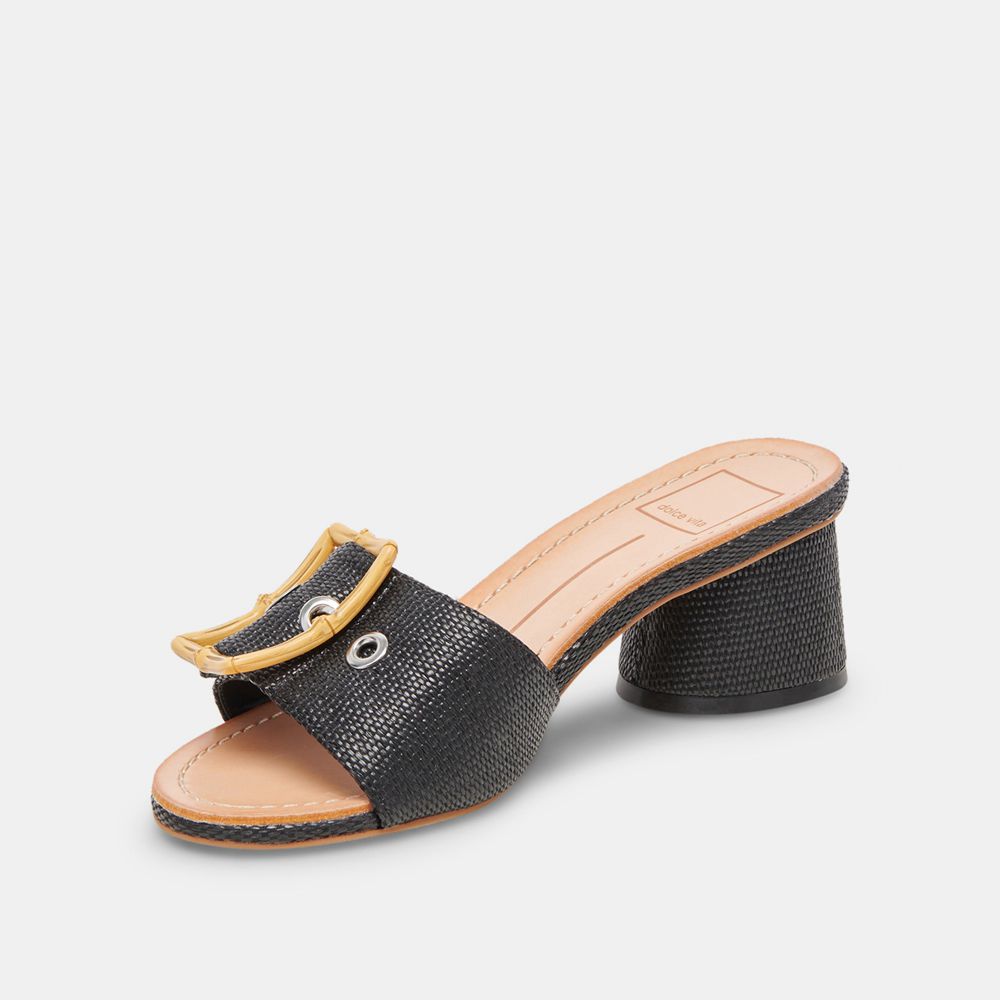 Dolce Vita Lucey Raffia Women Heels Black | US-645807LYH