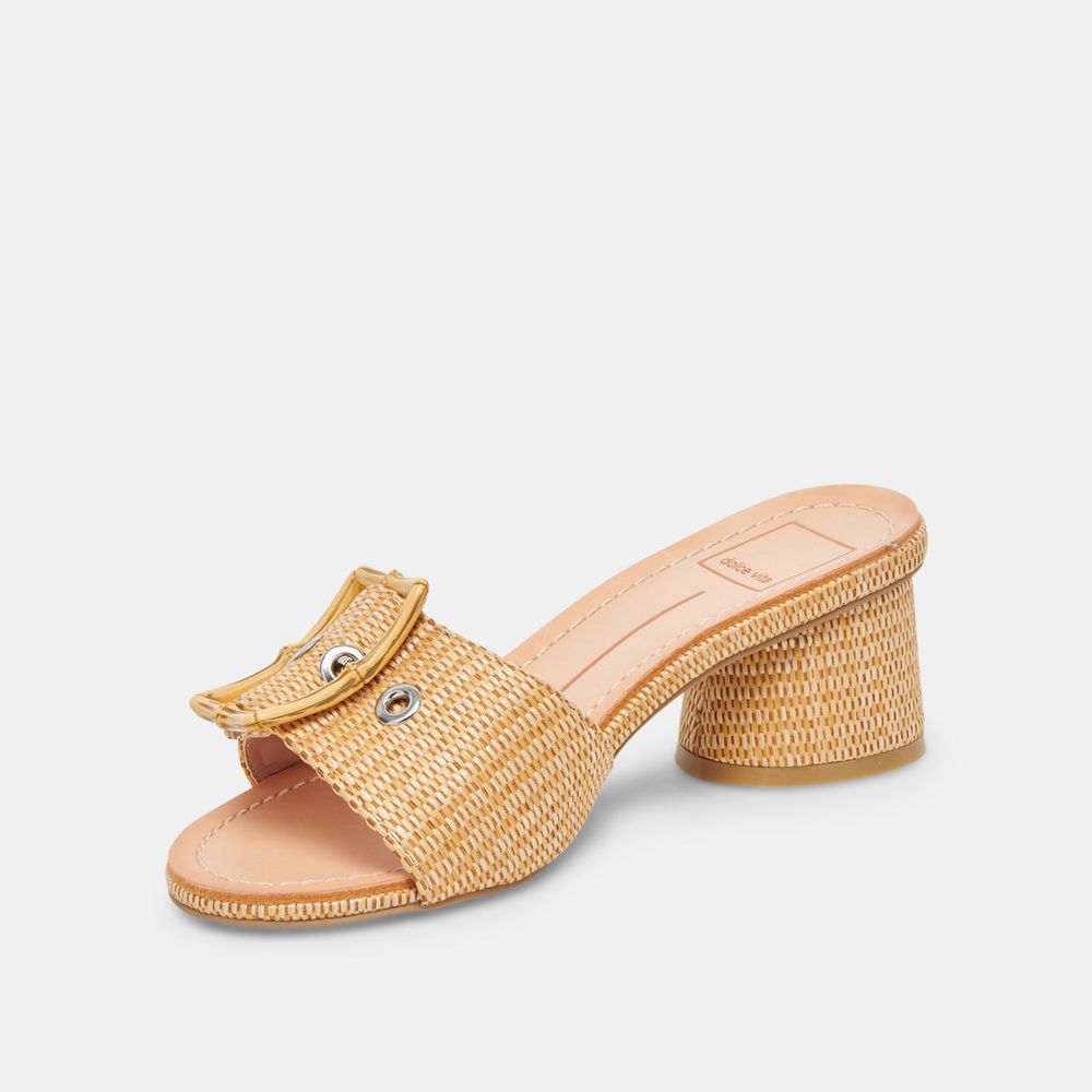 Dolce Vita Lucey Raffia Women Heels Brown | US-026893UAC