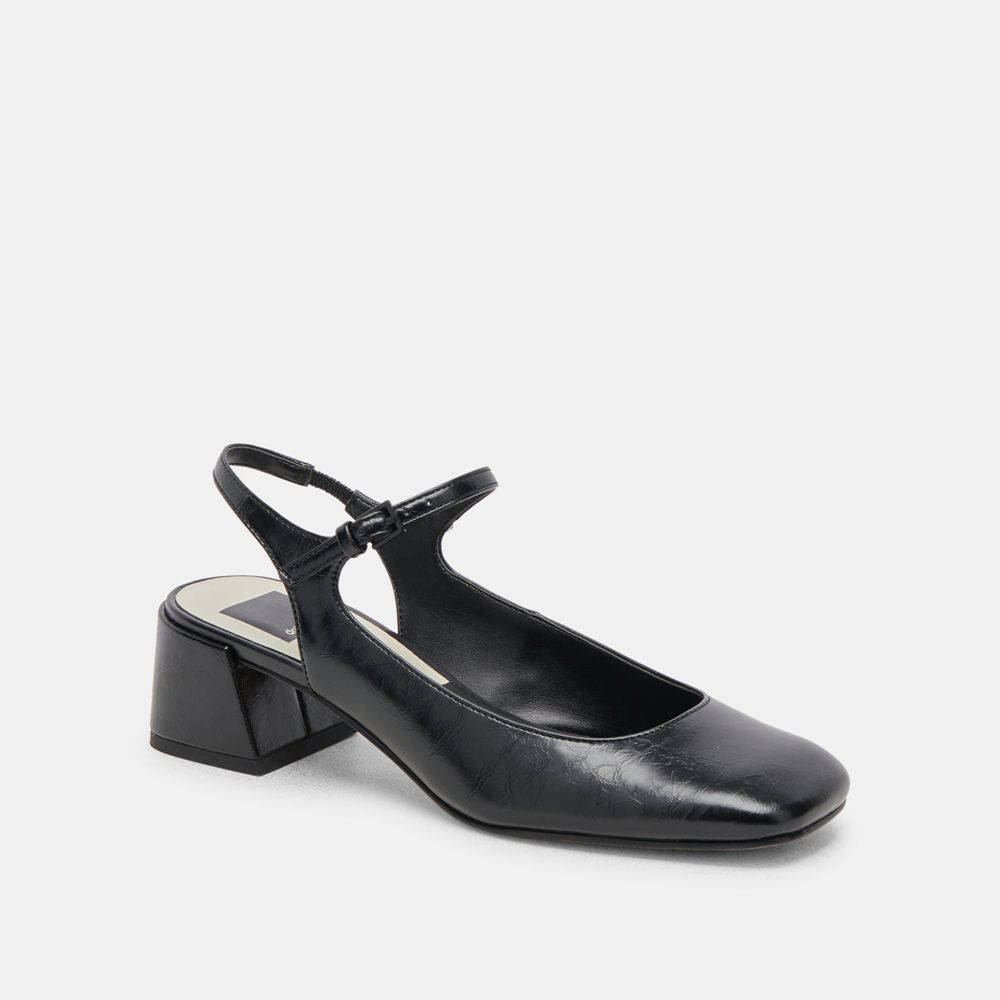 Dolce Vita Maggi Crinkle Patent Women Heels Black | US-984671CJW