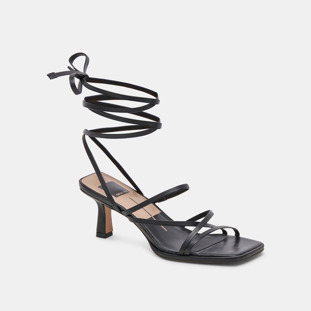 Dolce Vita Malabo Leather Women Heels Black | US-792318TJZ