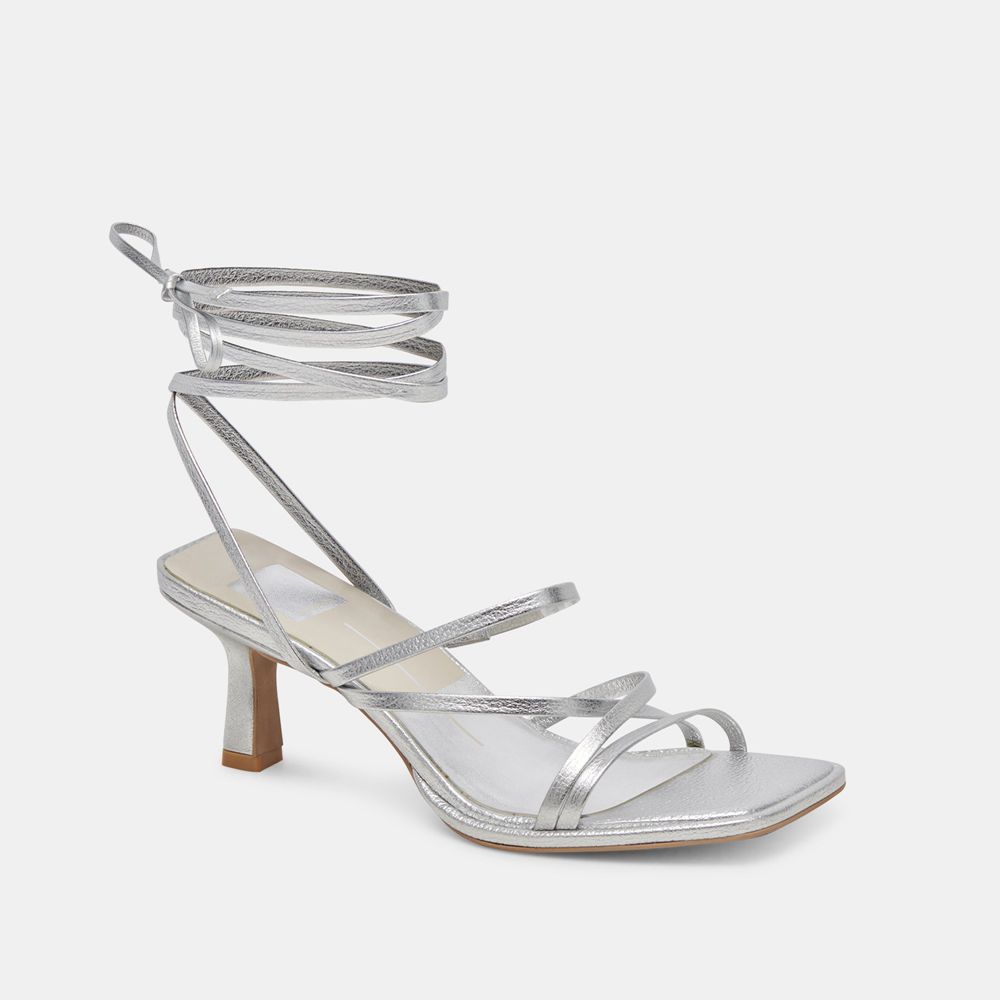 Dolce Vita Malabo Leather Women Heels Silver | US-968327GAJ