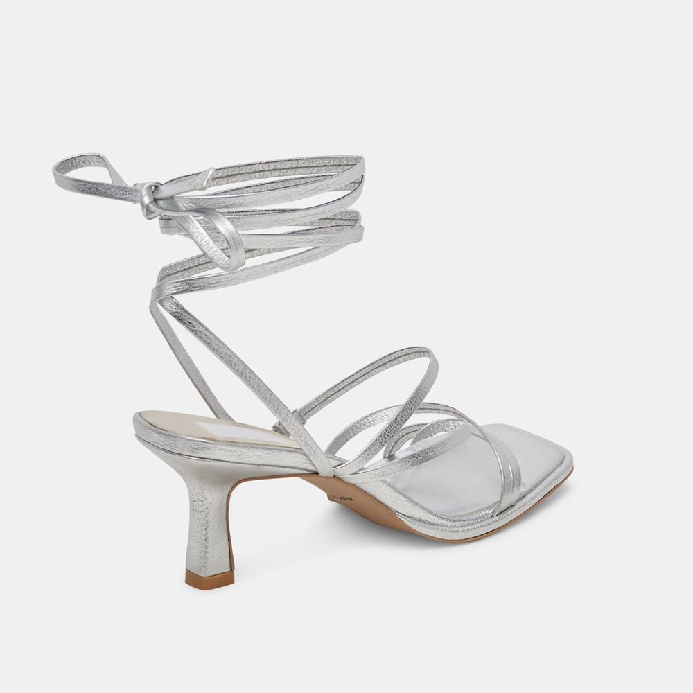 Dolce Vita Malabo Leather Women Heels Silver | US-968327GAJ