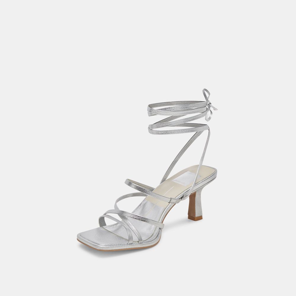 Dolce Vita Malabo Leather Women Heels Silver | US-968327GAJ