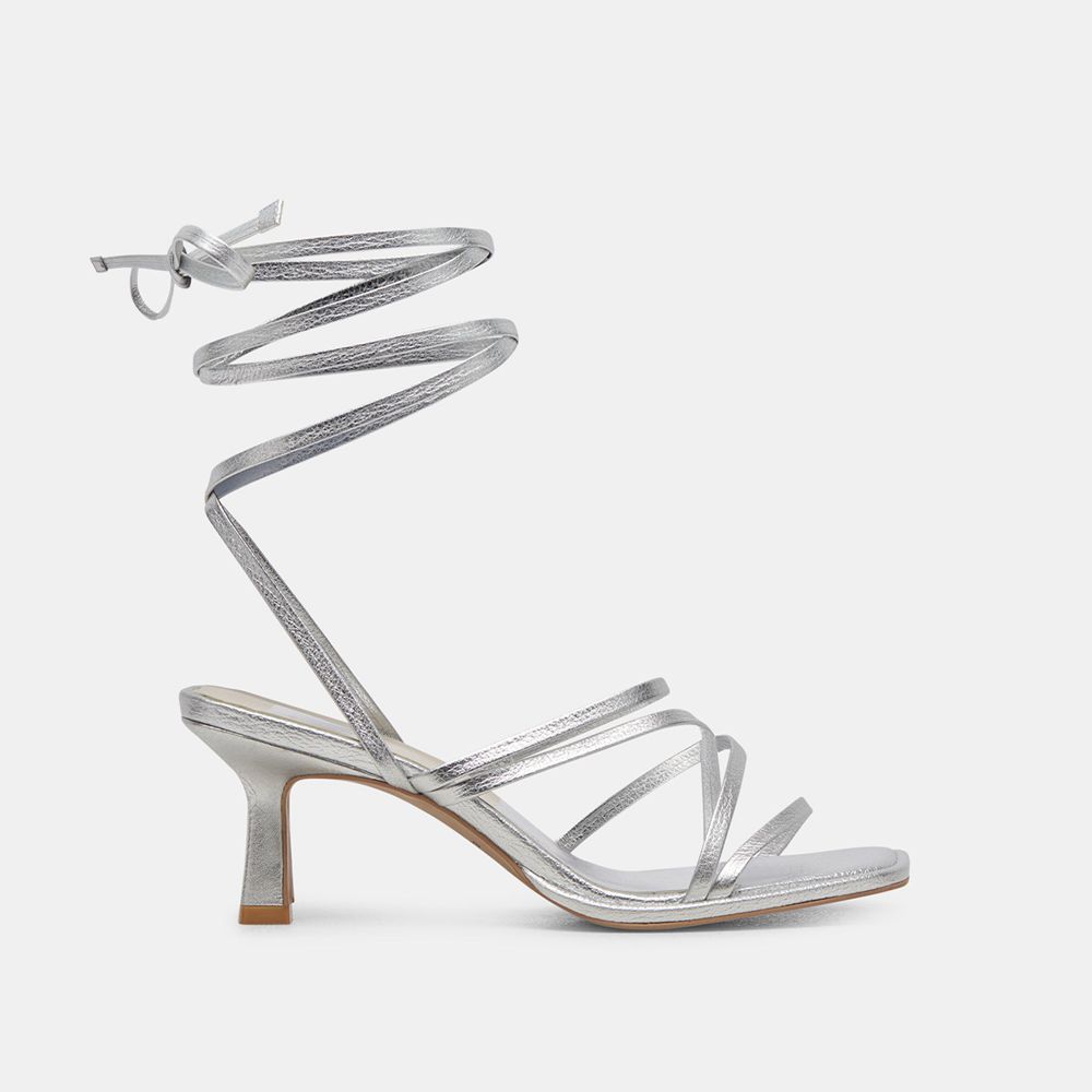 Dolce Vita Malabo Leather Women Heels Silver | US-968327GAJ