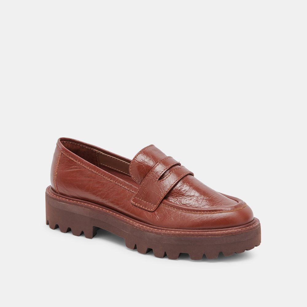 Dolce Vita Malila Crinkle Patent Women Loafers Brown | US-214587VHL