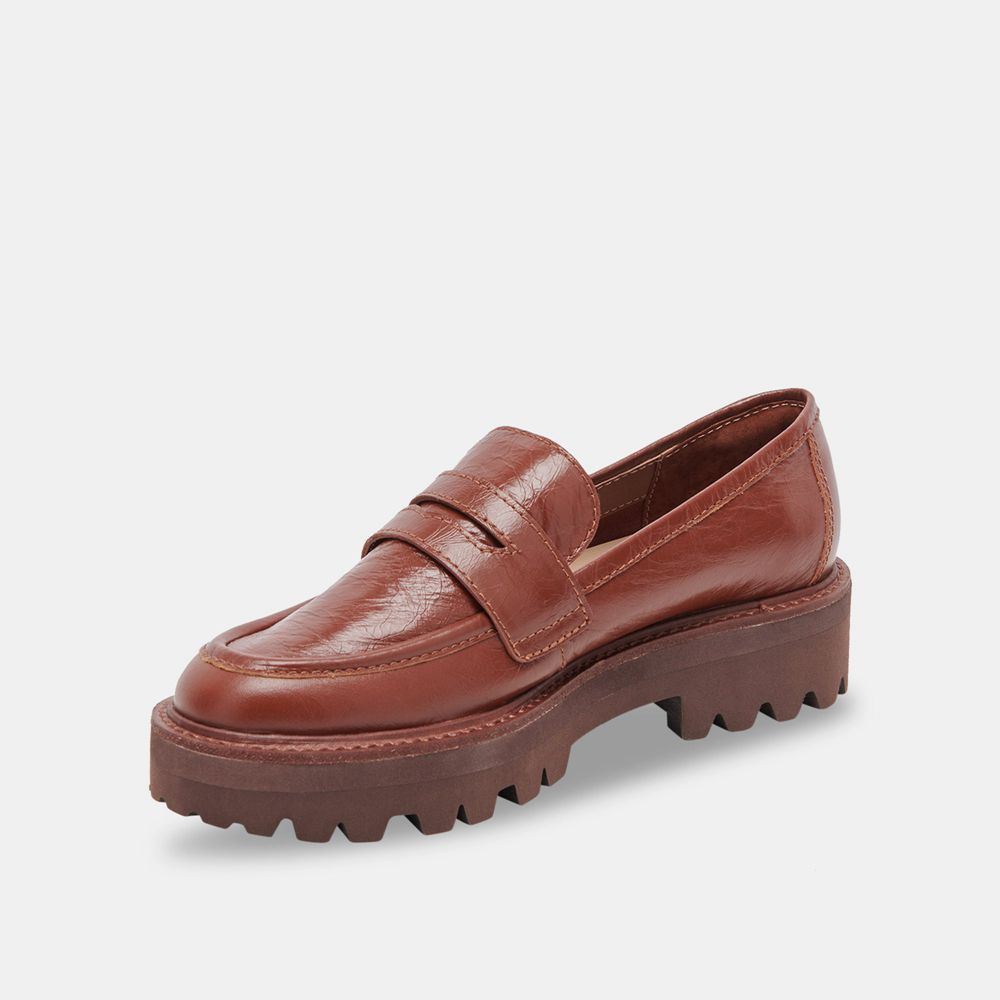 Dolce Vita Malila Crinkle Patent Women Loafers Brown | US-214587VHL