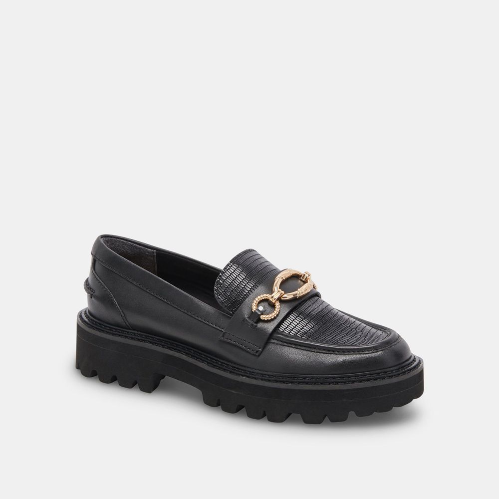 Dolce Vita Mambo Leather Women Loafers Black | US-014962OWI