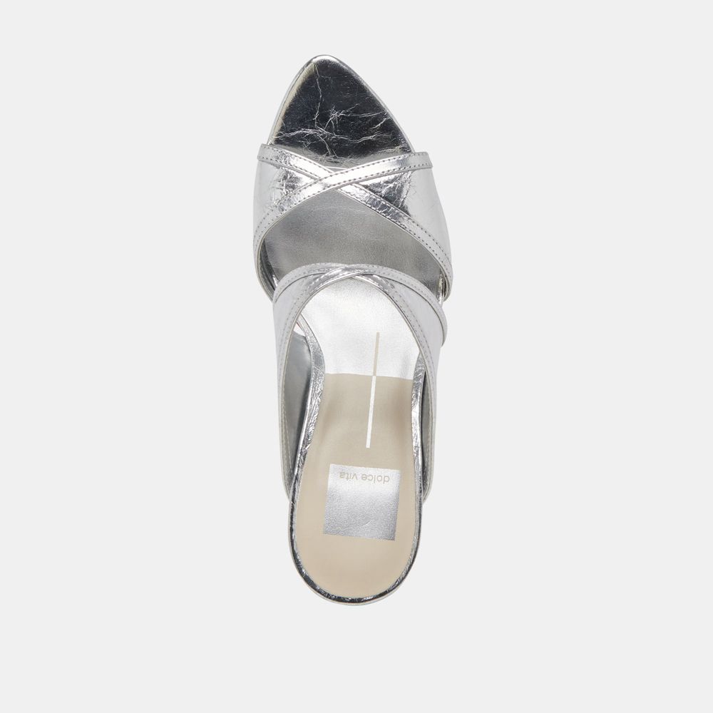 Dolce Vita Mandel Crinkle Patent Women Heels Silver | US-361049MDS