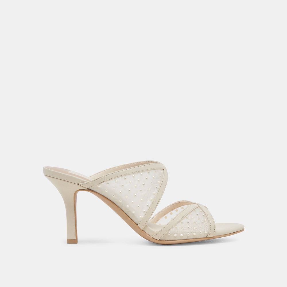 Dolce Vita Mandel Pearl Mesh Women Heels Cream | US-673491LPS