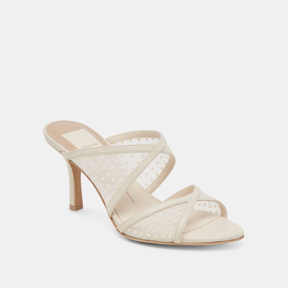 Dolce Vita Mandel Pearl Mesh Women Heels Cream | US-673491LPS